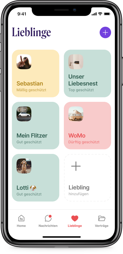 Screenshot der Versicherungs-App Sophia